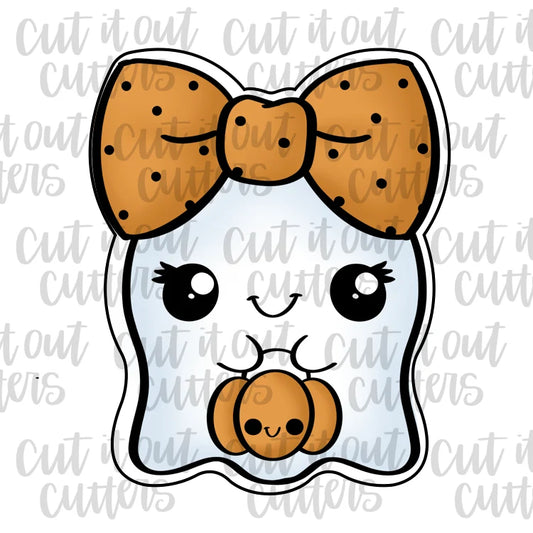 Girly Happy Ghost Cookie Cutter - 3.5"