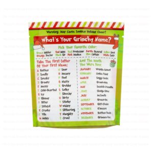 SMALL "Grinchy Goodies" Cookie Pouches – 5.5" x 6" x 2" Cookie Packaging Stand Up Pouch - 10 Pouches