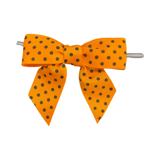 Tangerine Bow with Black Polka Dots × 5