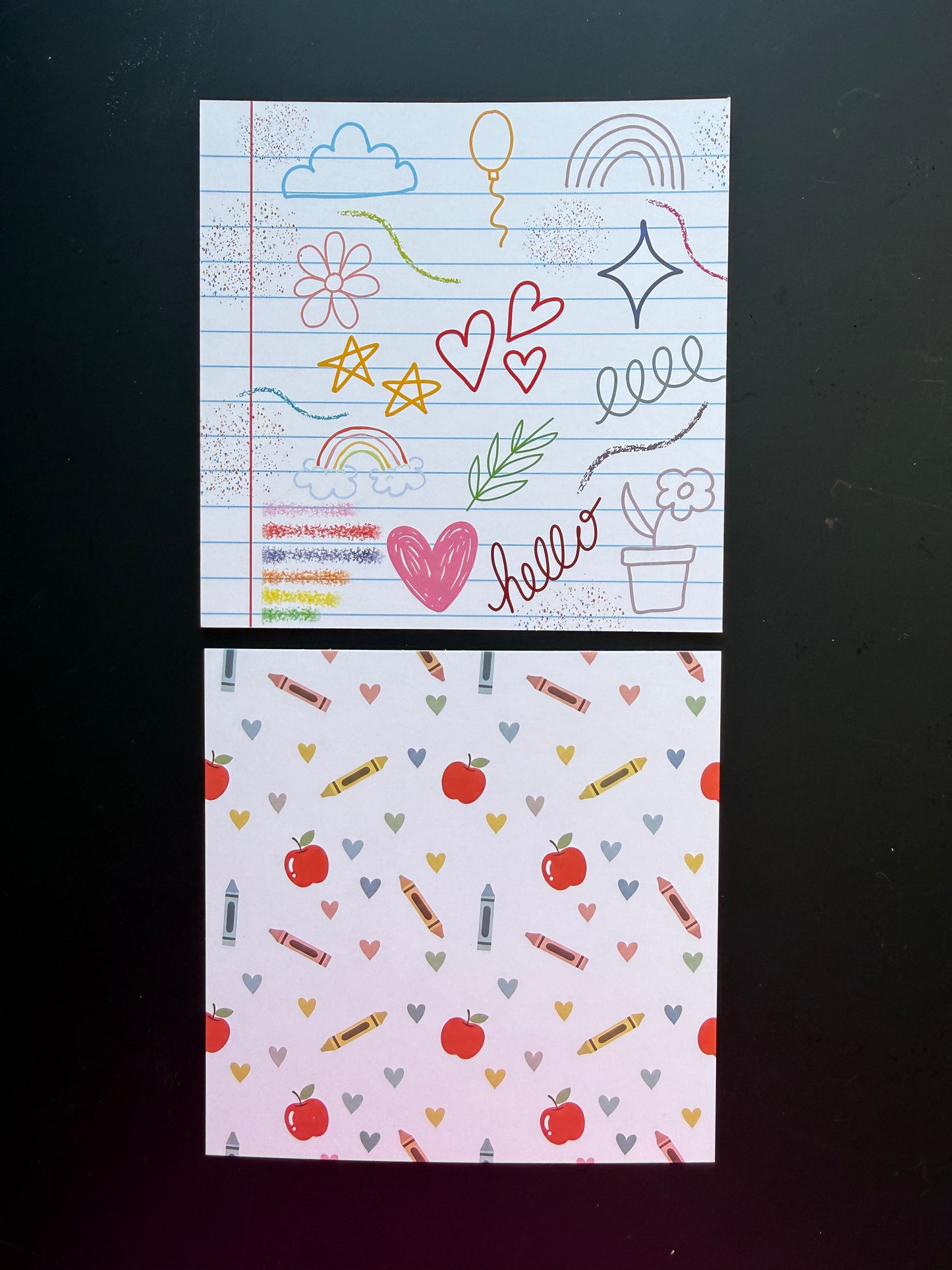 Apple Crayon Doodles Square Backer  4.5"X4.5" (Copy)