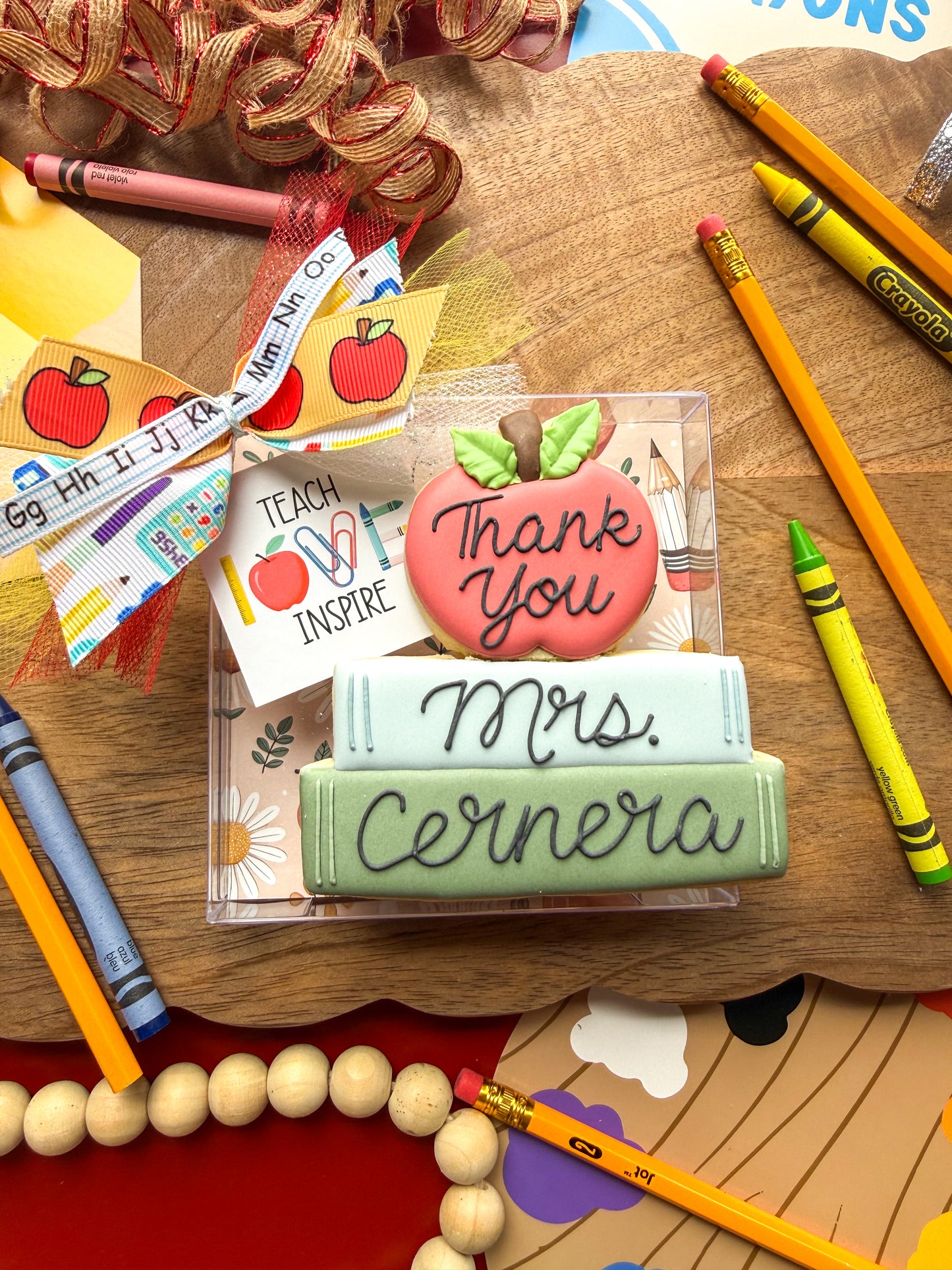 Personalized Apple & Book Stack