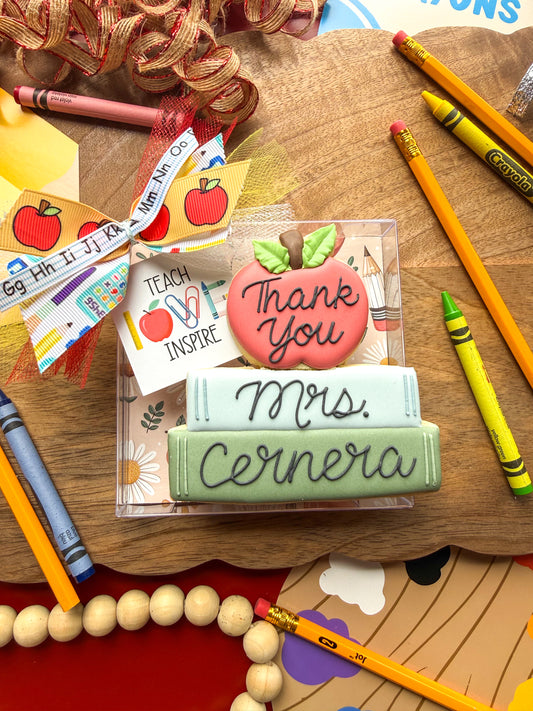 Personalized Apple & Book Stack