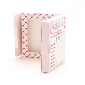 “Happy Valentine’s Day” Double Cookie Box – 4″ x 5″ x 3/4″ Cookie Packaging Box