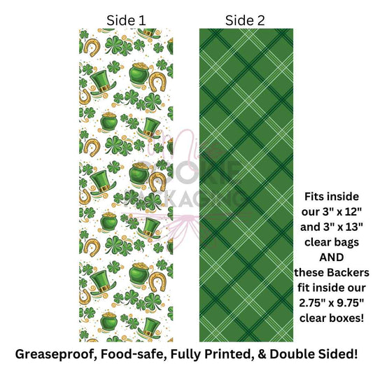 Greaseproof Backer – St Patricks Pattern – 9.5″ x 2.625″