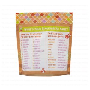 SMALL "Sweet Holiday Wishes" Cookie Pouches – 5.5" x 6" x 2" Cookie Packaging Stand Up Pouch - 10 Pouches