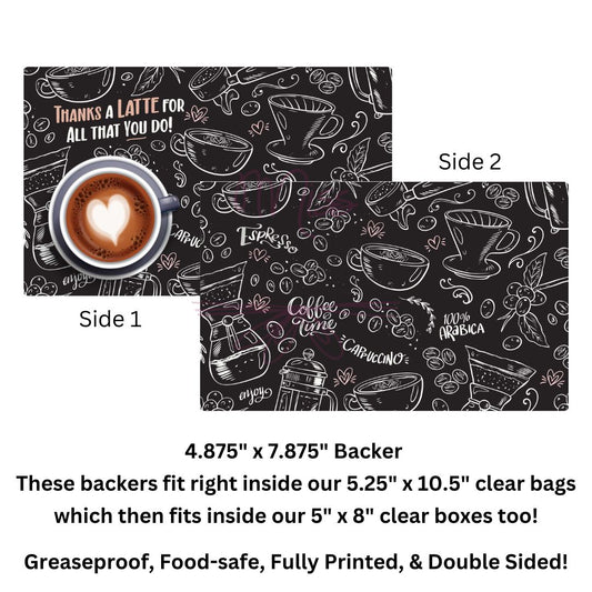 Greaseproof Backer – Thanks a Latte – 4.875” x 7.875” Backer