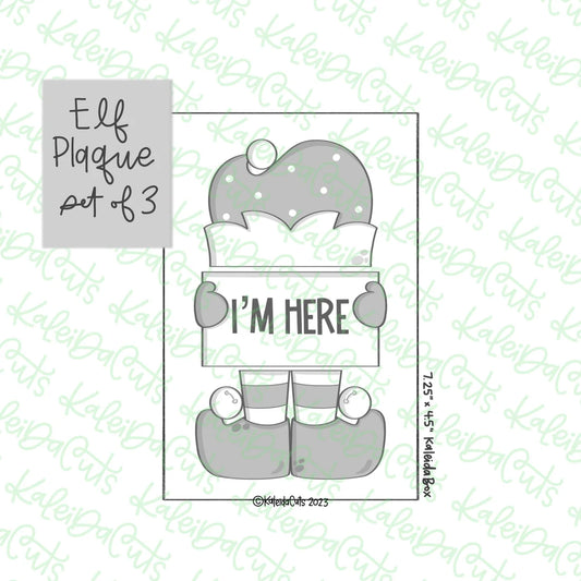 Elf Plaque Cookie Cutter Set of 3 - 3.3", 3.7" & 3.6"