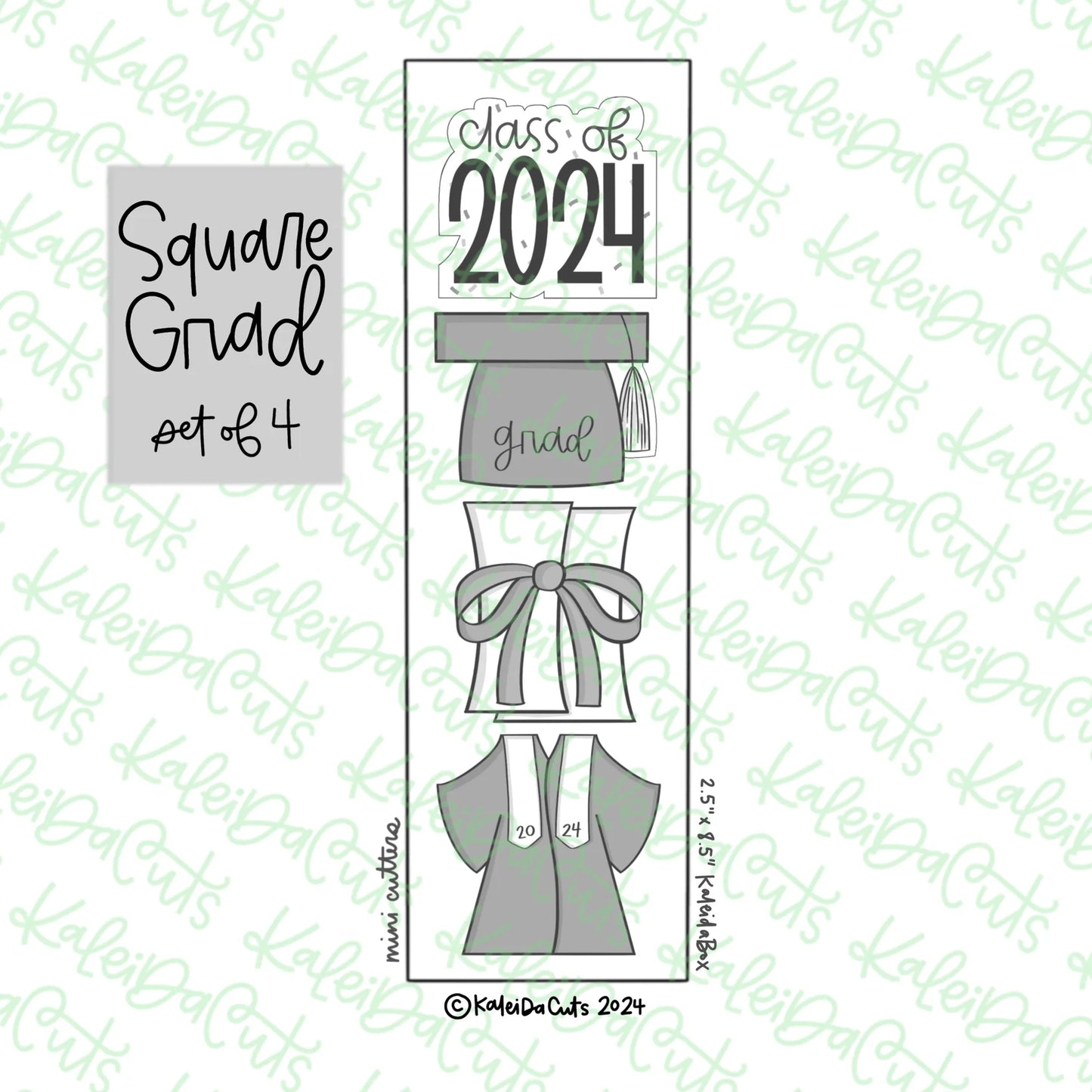 Square Grad Cookie Cutter Set of 4 Mini- 2"