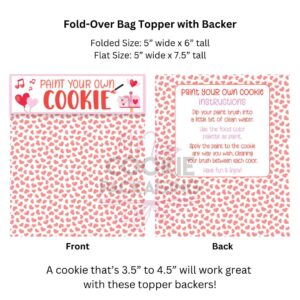 Fold-Over Topper/Backer – VDay Hearts Paint Your Own Cookie Instructions – Set of 25