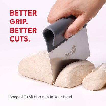 KneadAce Bench Scraper and Baker's Brush: Gray / Turquoise