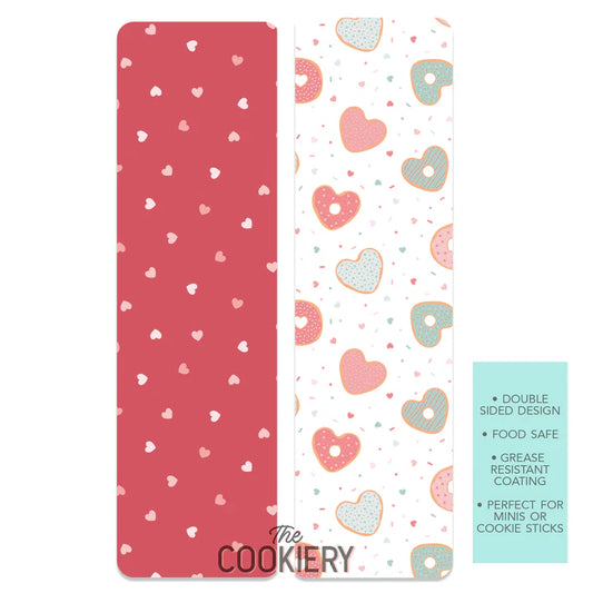 HEART DONUTS VALENTINE'S DAY GREASE-RESISTANT FOOD SAFE COOKIE CARD BACKERS - THE COOKIERY