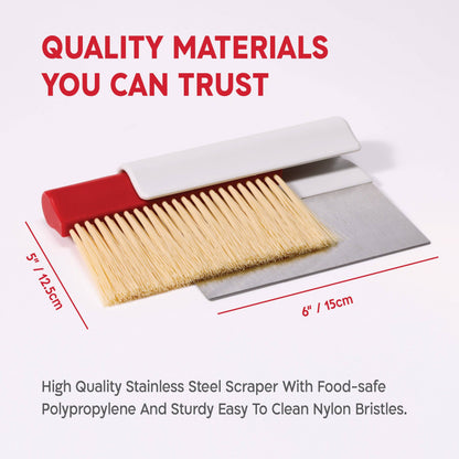 KneadAce Bench Scraper and Baker's Brush: Gray / Turquoise