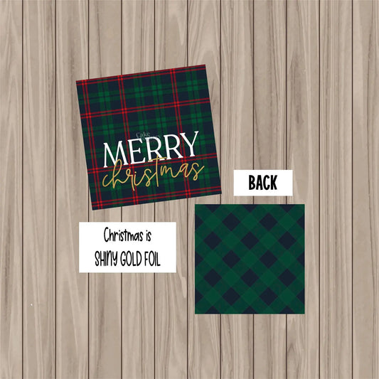 RL Inspired Merry Christmas with Gold Foil  Tag - 2" Square