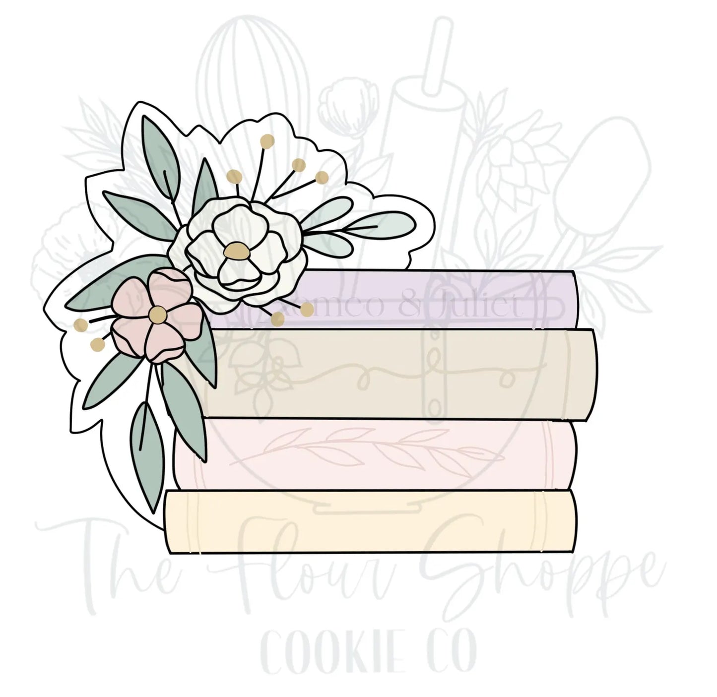 Floral Book Stack Cookie Cutter