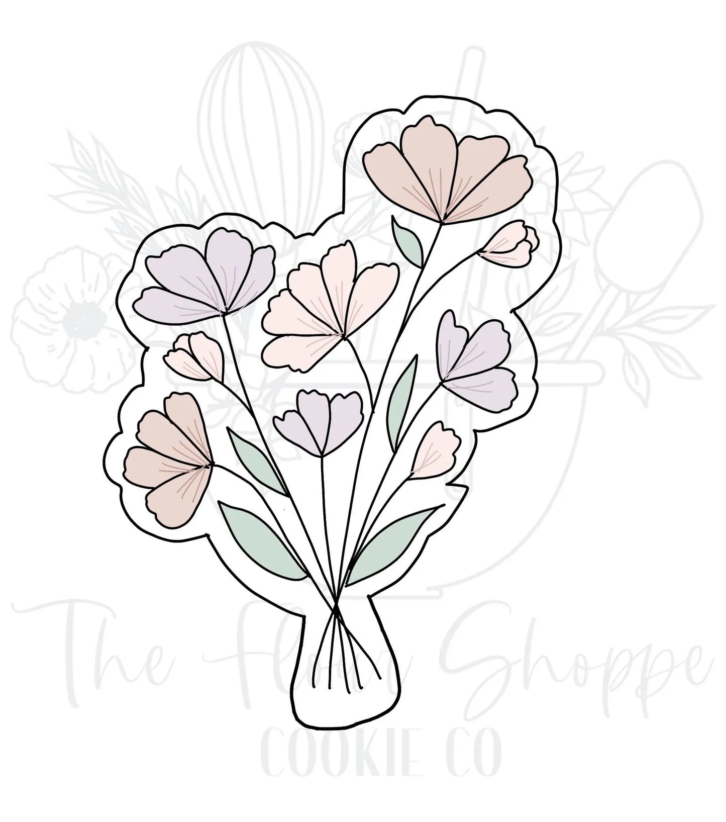Ruffle Floral Bouquet 1 Cookie Cutter