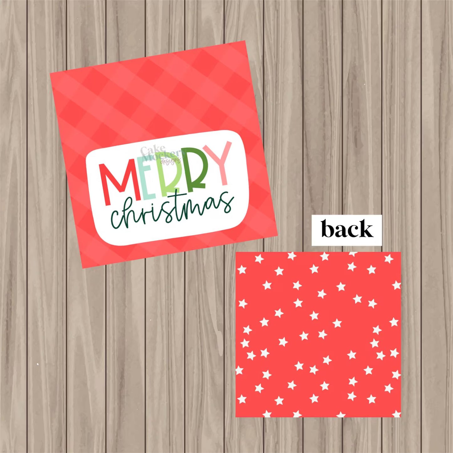 Merry Christmas- 2" x 2" Square Pre-Printed PHYSICAL Tag -