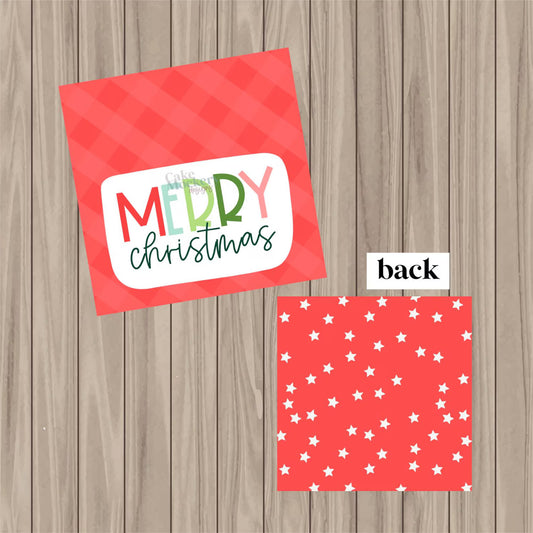 Merry Christmas- 2" x 2" Square Pre-Printed PHYSICAL Tag -