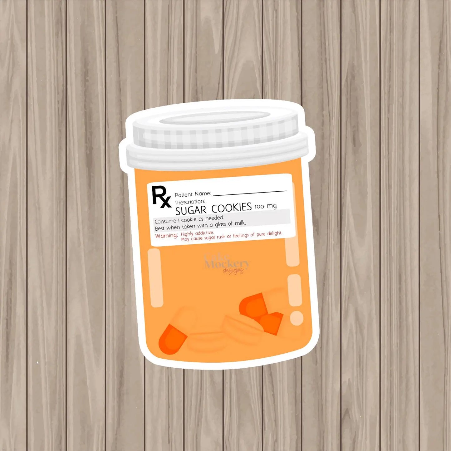 Printed Cookie Card - Die-Cut Pill Bottle - 4"x 5.5"