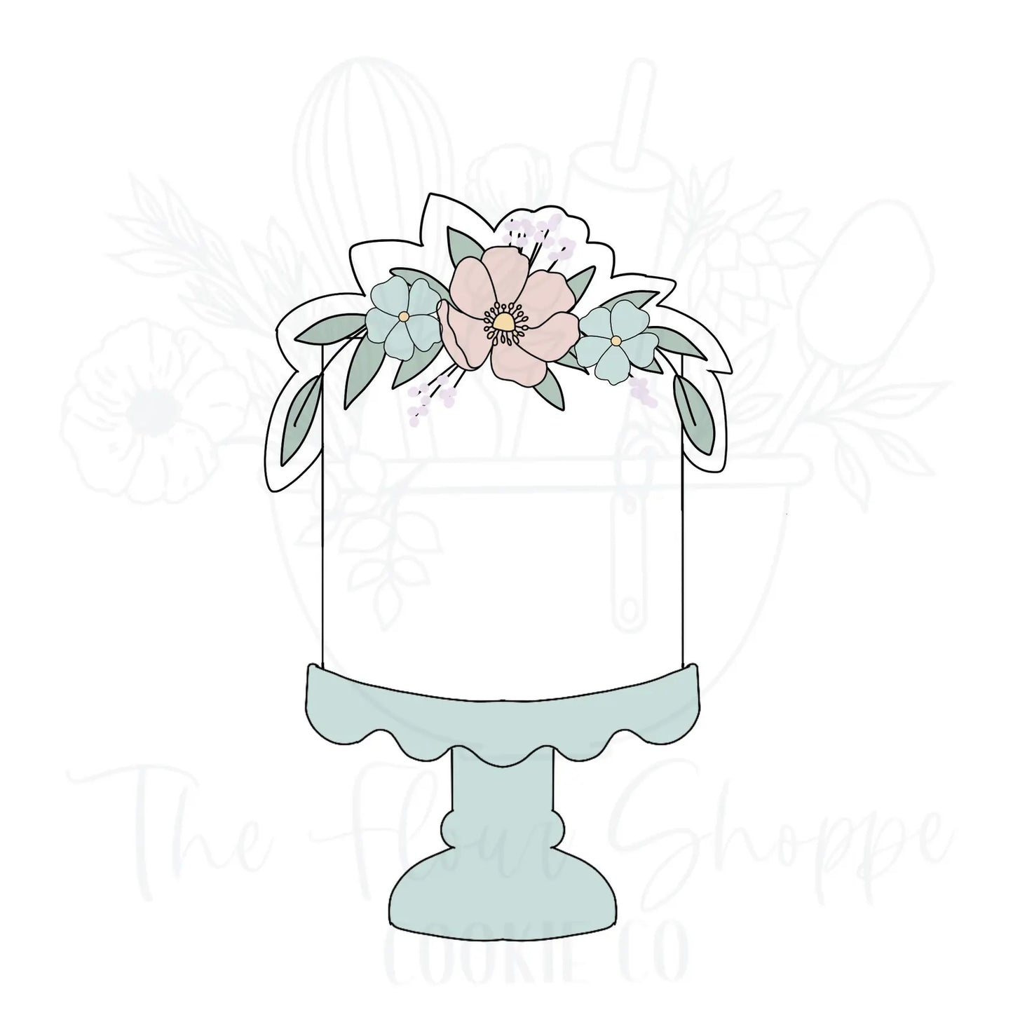Floral Cake 2, Tall Tier Birthday Cake Cookie Cutter