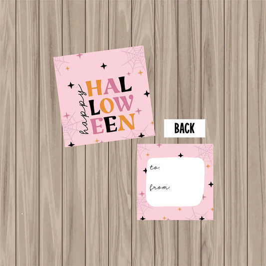 Pink Happy Halloween Tag - 2" Square