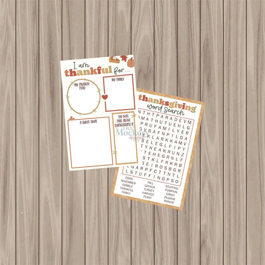 I am Thankful for/Word Search - Fill-in Treat Card - 4"x6"
