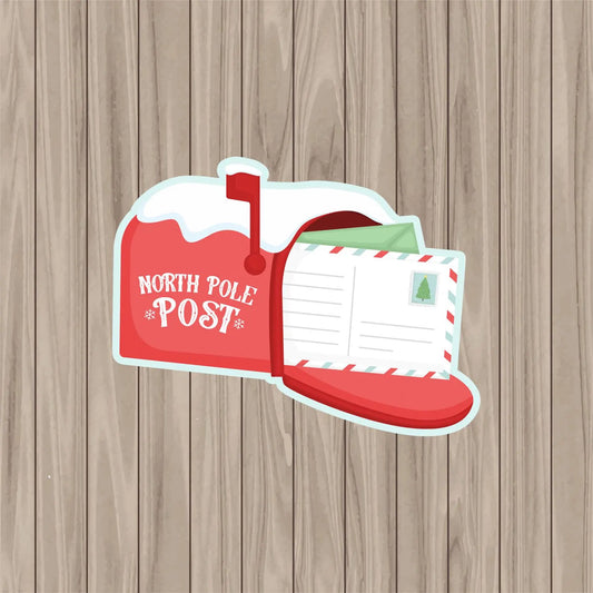 North Pole Mailbox - 6.25" x 4.75" Die Cut Cookie Card