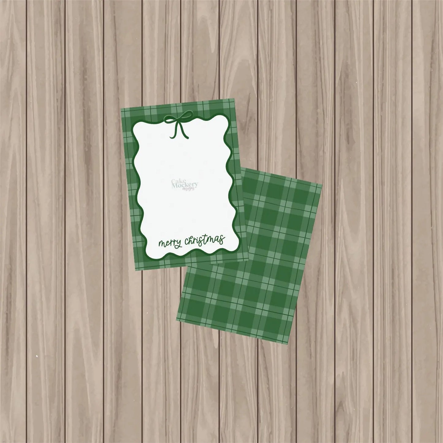 Merry Christmas Green Coquette  - Cookie Card 3.5"x5"