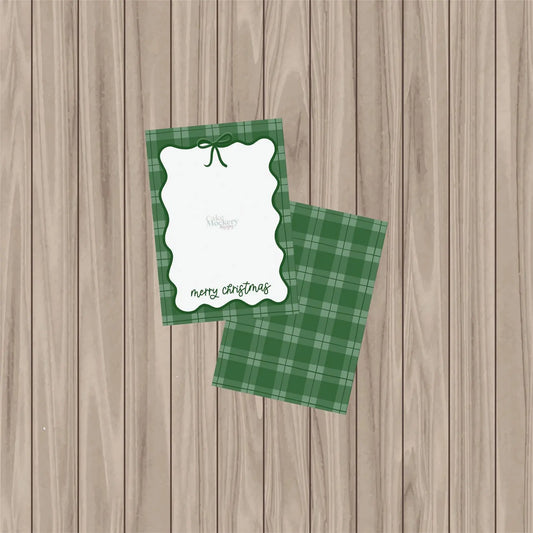 Merry Christmas Green Coquette  - Cookie Card 3.5"x5"