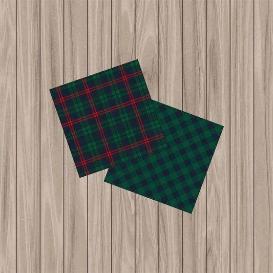 Printed Reversible Box Backer - RL Inspired Tartan Plaid - 4.5"x4.5"-