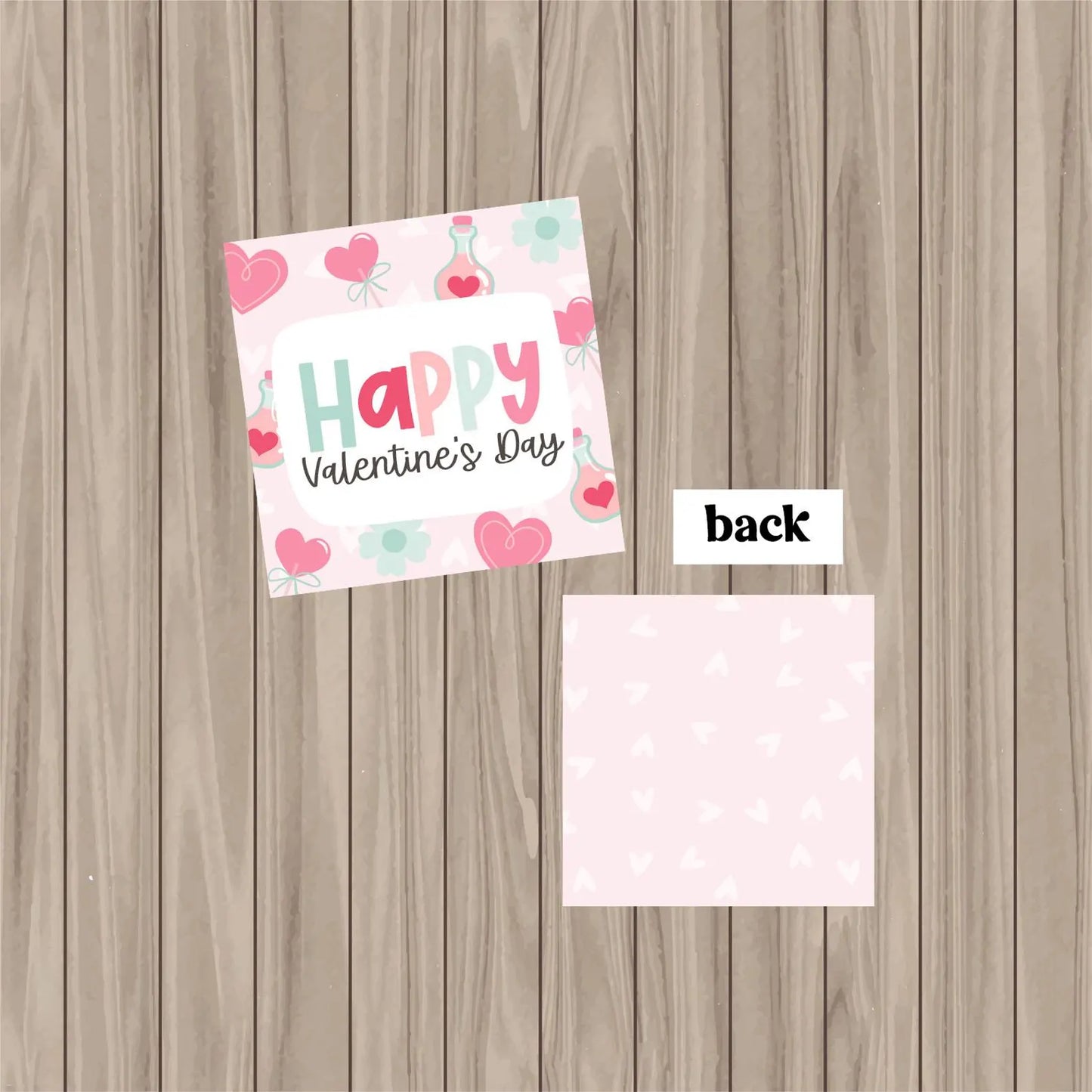 Happy Valentine's Day Potion - 2" x 2" Square Pre-Printed PHYSICAL Tag