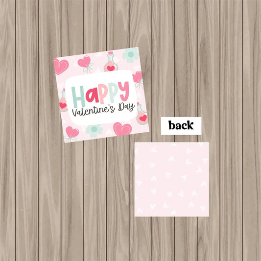 Happy Valentine's Day Potion - 2" x 2" Square Pre-Printed PHYSICAL Tag