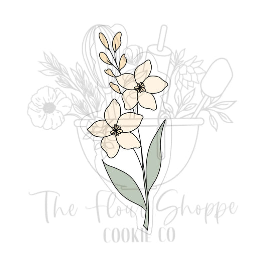 Tall Freesia, Long Stem Flower Bouquet Cookie Cutter