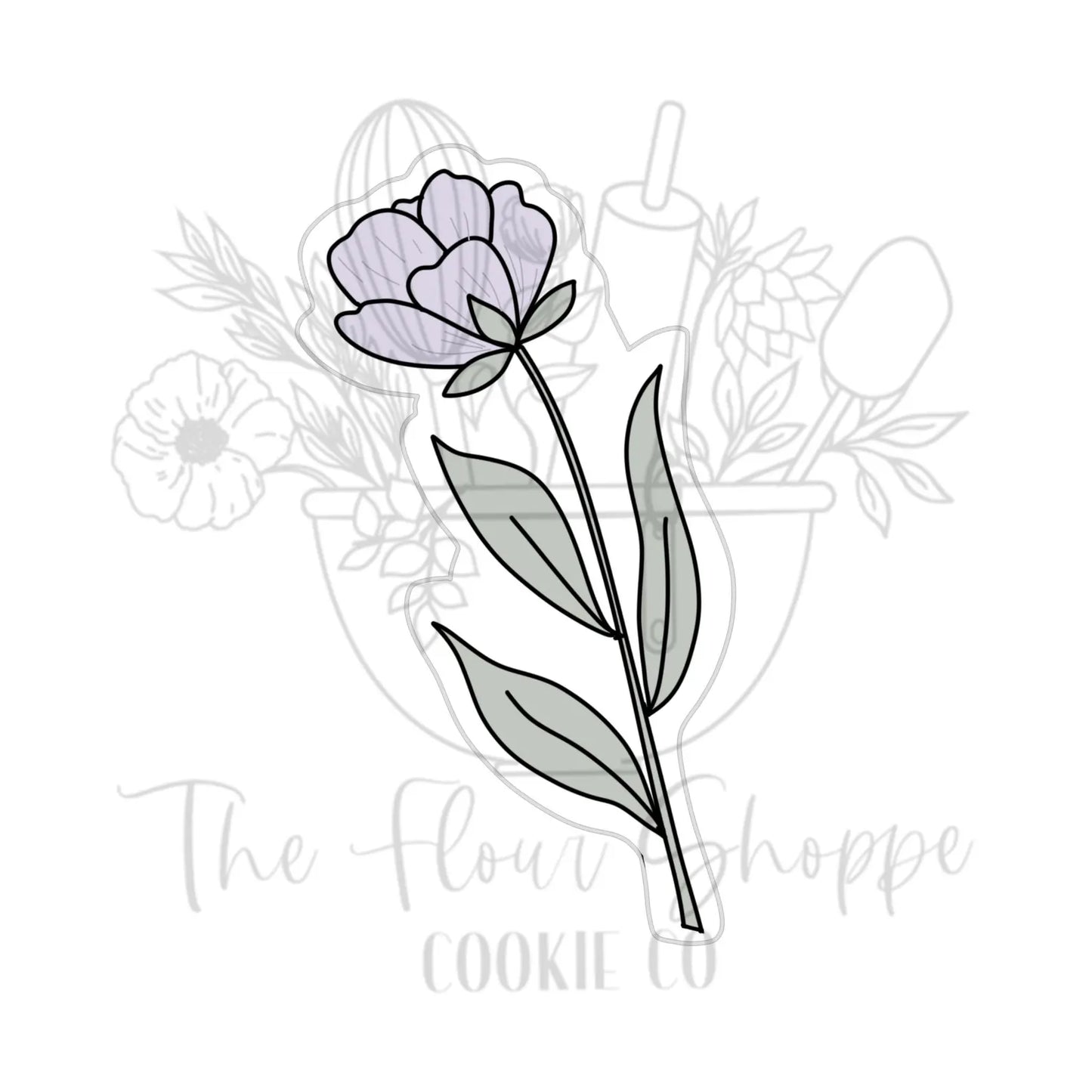 Tall Lisianthus, Long Stem Flower Bouquet Cookie Cutter