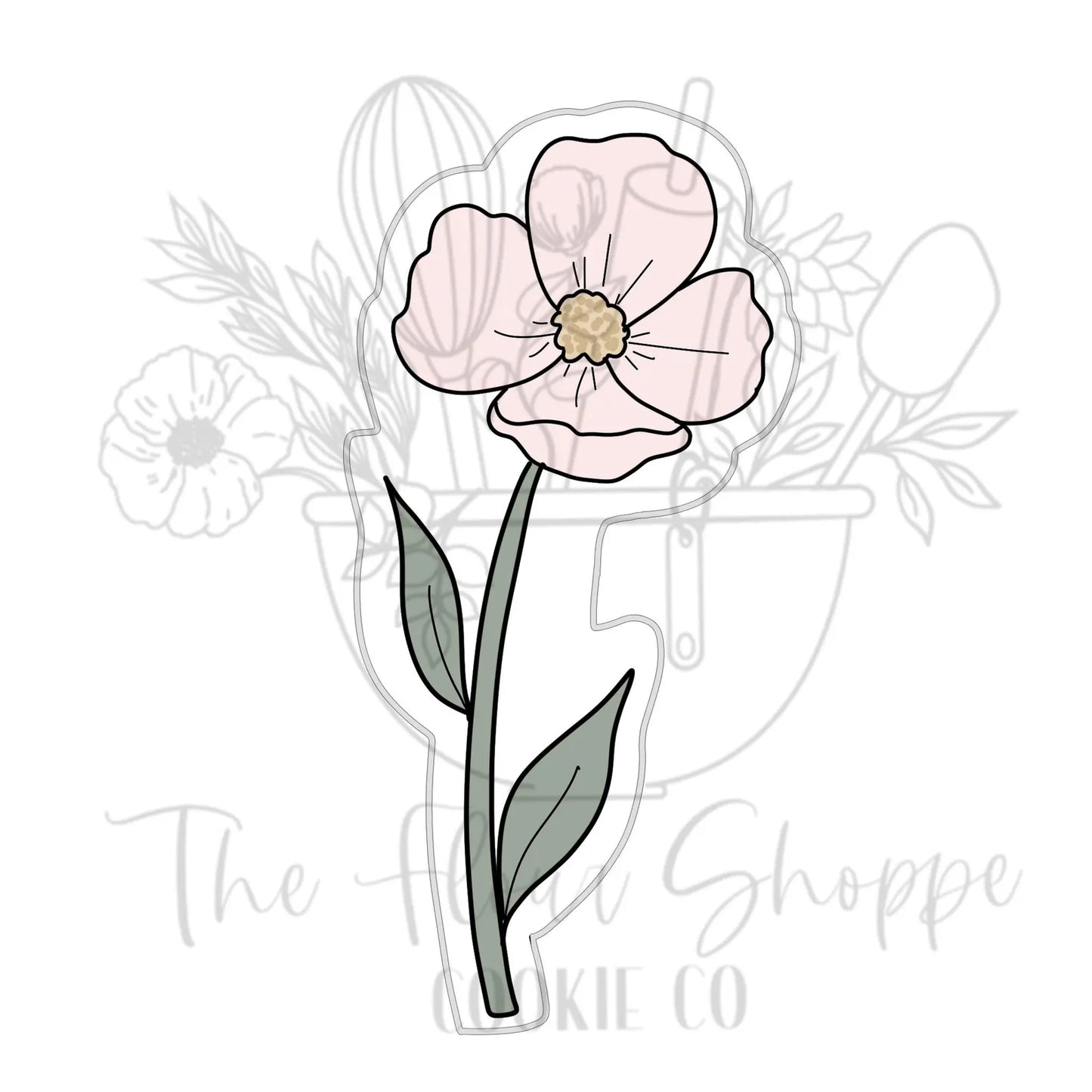 Tall Anemone 2, Long Stem Flower Bouquet Cookie Cutter