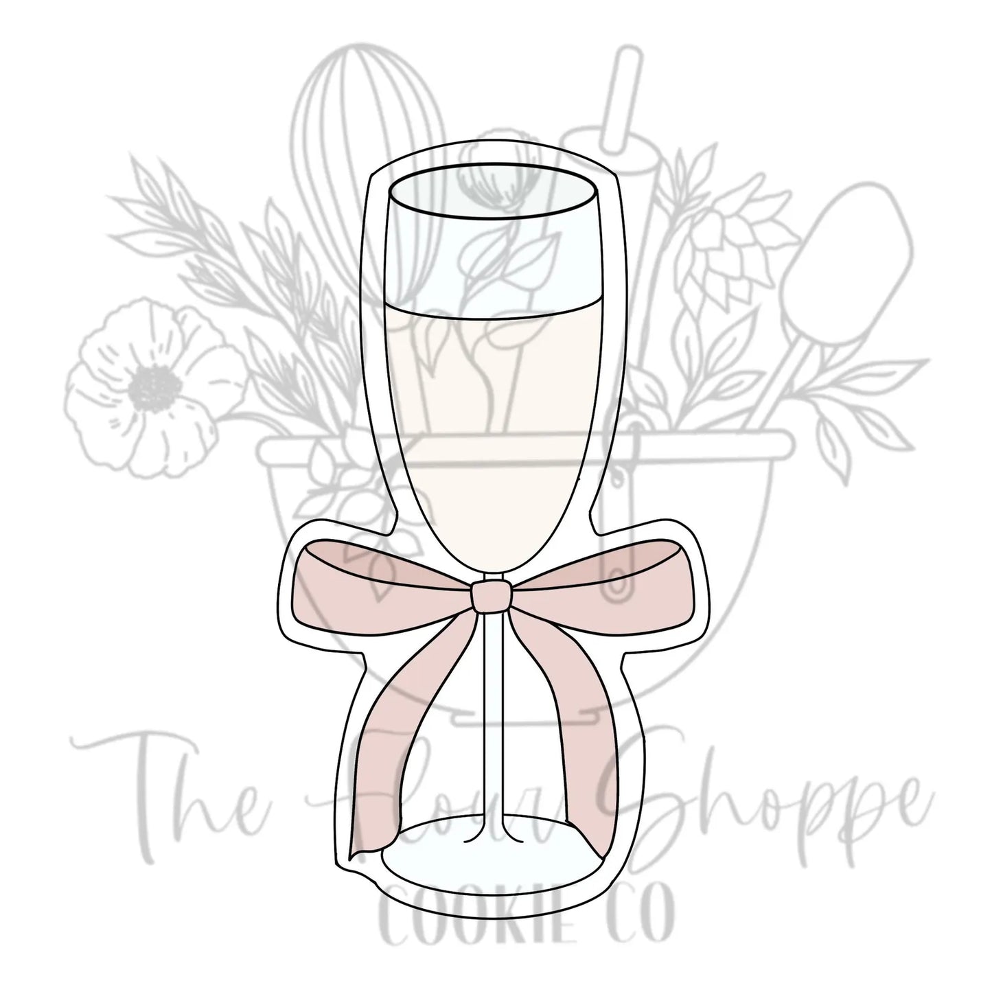 Champagne Flute with Bow 1 Cookie Cutter