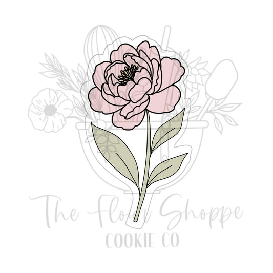 Peony 2, Long Stem Flower Bouquet Cookie Cutter