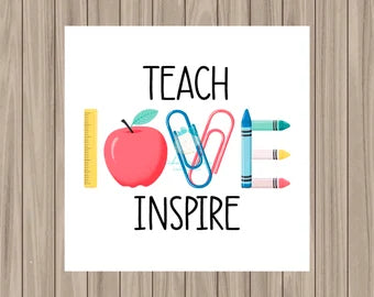 Teach Love Inspire Tag - 2" x 2" Square Pre-Printed PHYSICAL Tag