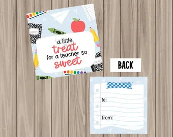 Teacher So Sweet Tag  - 2" x 2" Square Pre-Printed PHYSICAL Tag