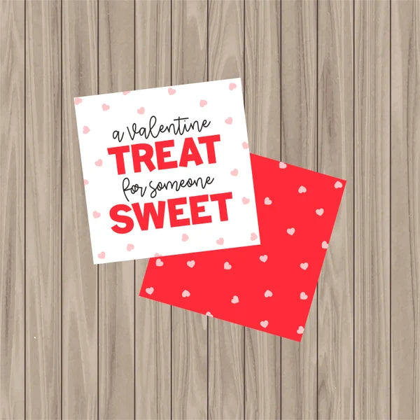 Valentine Treat for Someone Sweet- 2" x 2" Square Pre-Printed PHYSICAL Tag