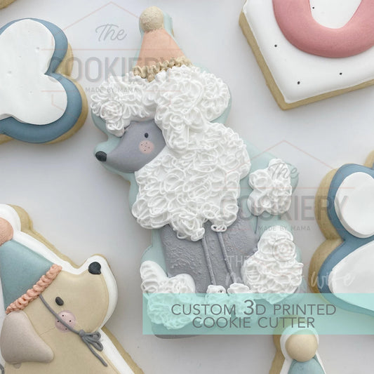 Poodle with Party Hat Cookie Cutter- Birthday Hat Plaque - 4.5"