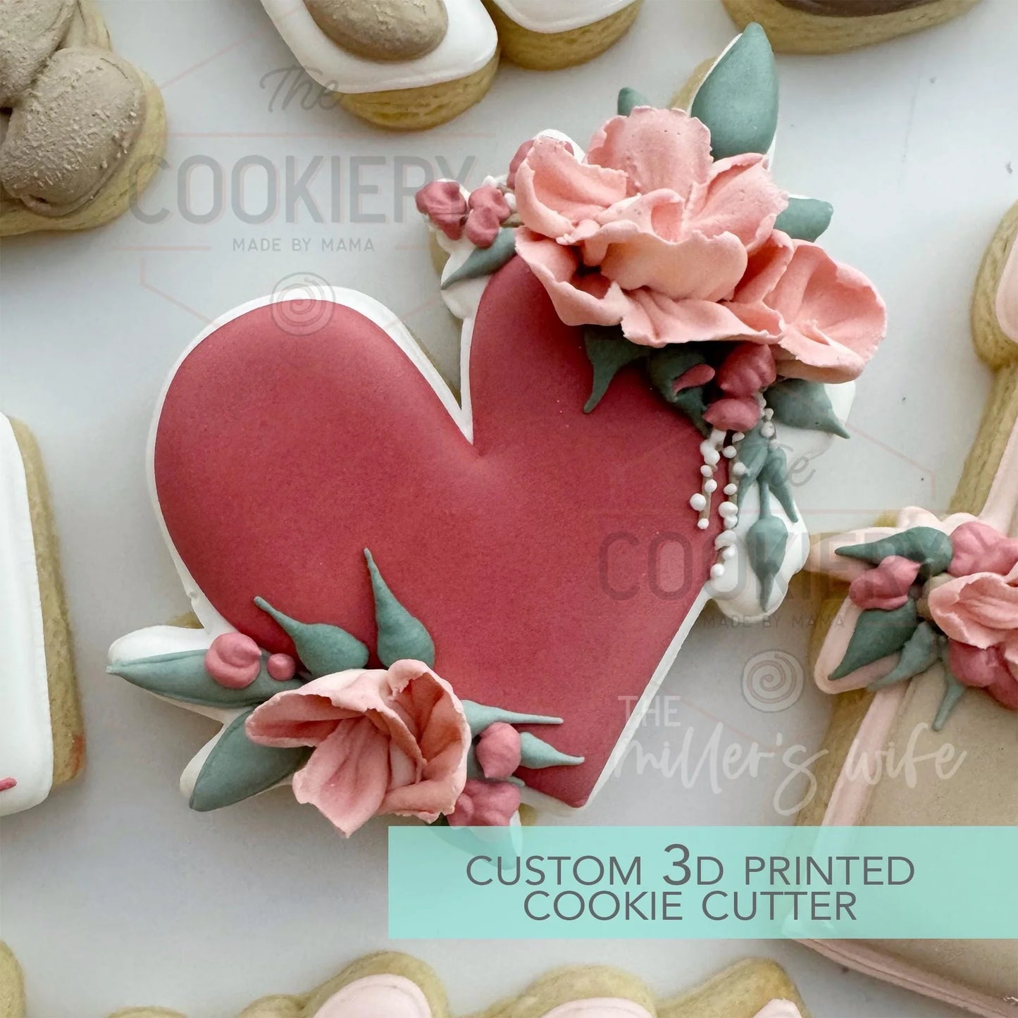 Floral Heart Cookie Cutter- Valentine's Day Cookie Cutter 4"