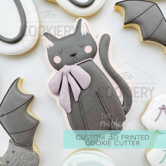 Black Cat with Bow Cookie Cutter 4"