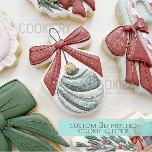 Round Christmas Ornament with Bow Cookie Cutter 3.5"