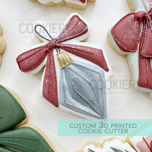 Diamond Christmas Ornament with Bow Cookie Cutter 3.5"