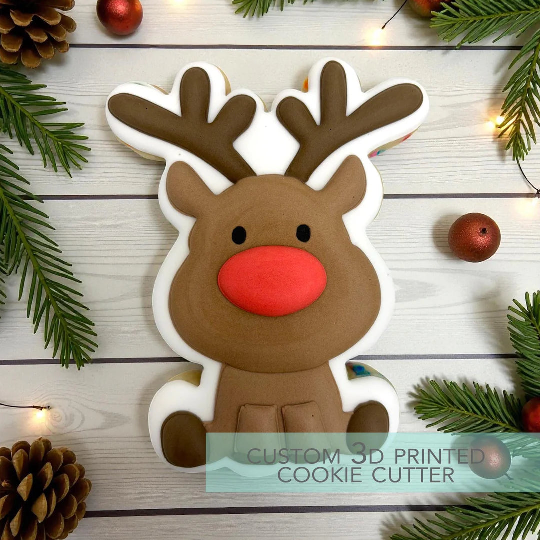 Sitting Reindeer Rudolph Cookie Cutter 3.5"