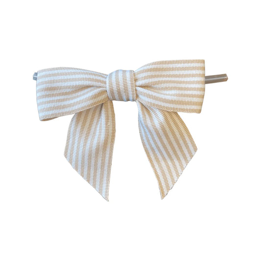 Natural and white striped bow