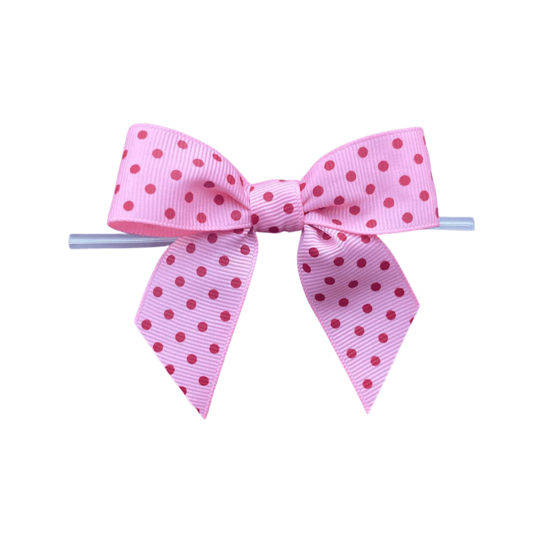 Pink Bow with Red Polka Dots