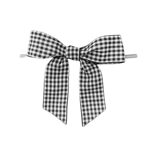 Black Gingham Pre-Tied Bow on a Wire