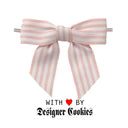 Wide White and Light Pink  Bow
