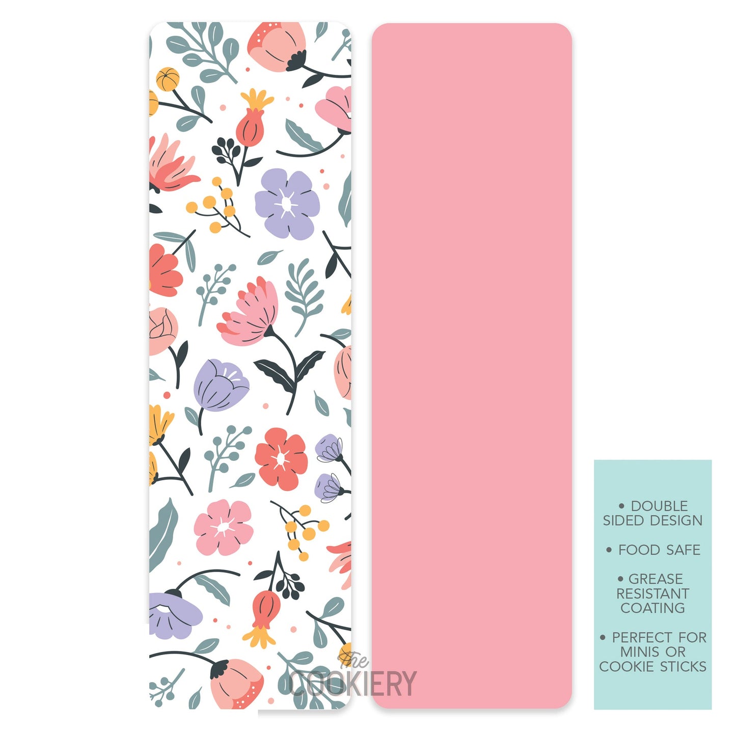 Pink Floral Grease-Resistant Food Safe Cookie Card Backers - The Cookiery